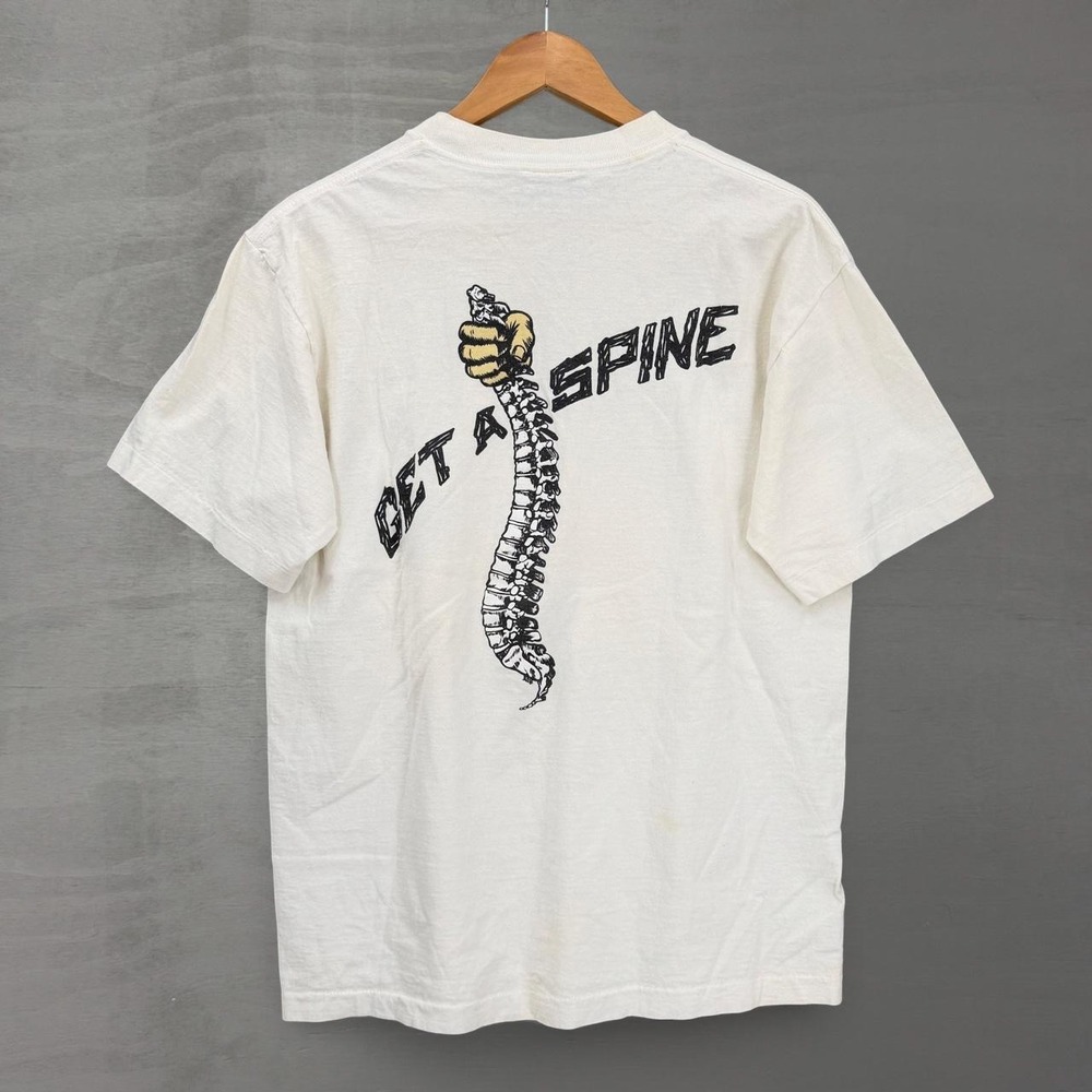 Vintage No Fear T Shirt White Get A Spine Graphic 90s Large